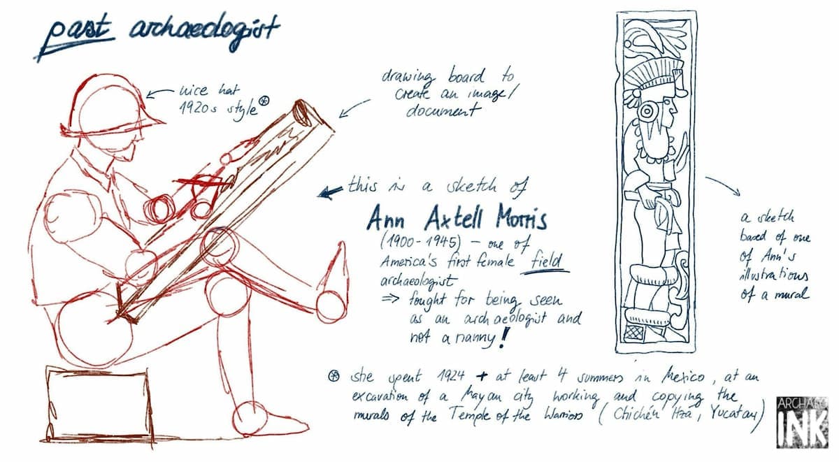 Figure 2: Illustration of the past archaeologist, inspired by Ann Axtell Morris by Jona Schlegel.